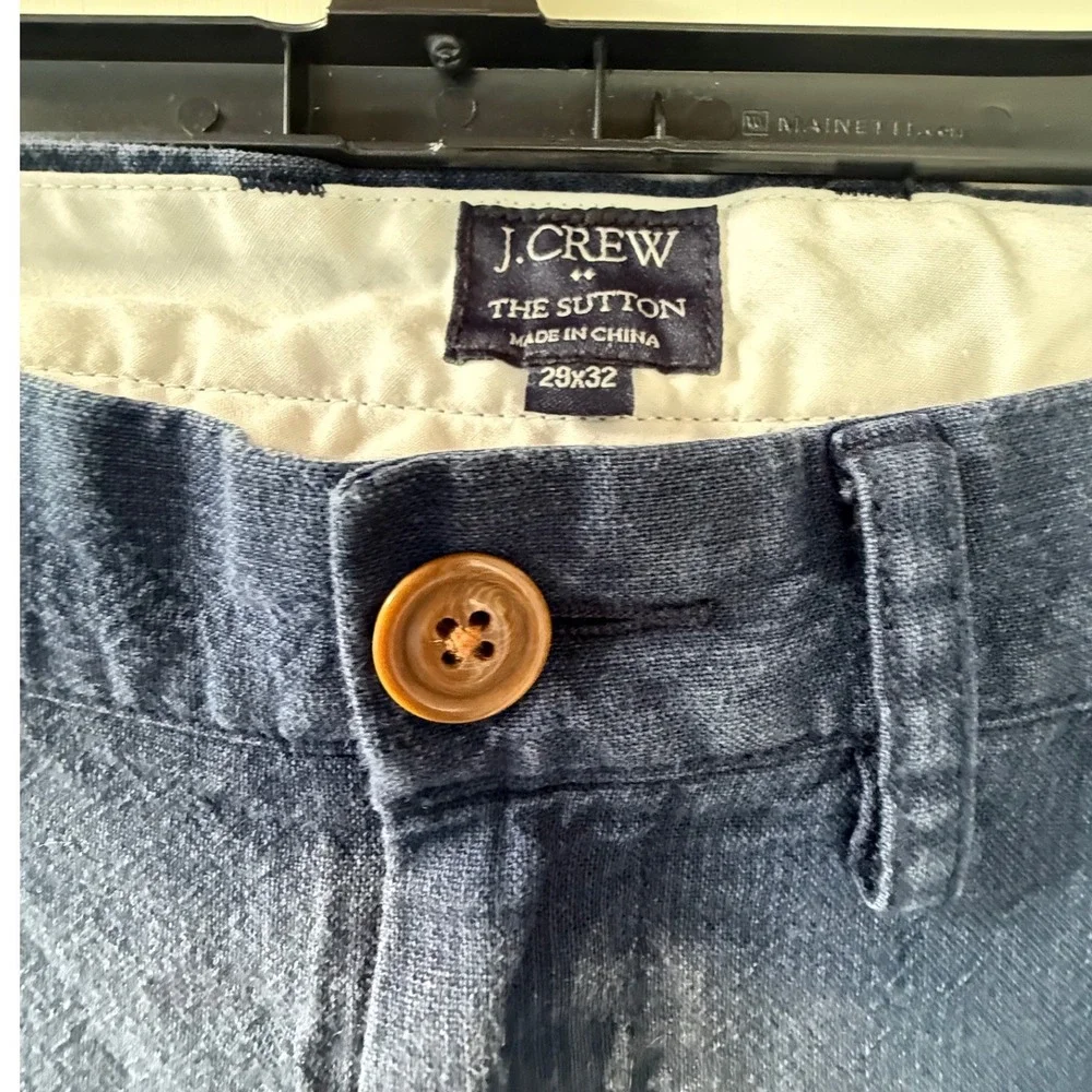J Crew The Sutton Pants Mens 28x32 Blue Linen Blend Golf Office Preppy Tailored